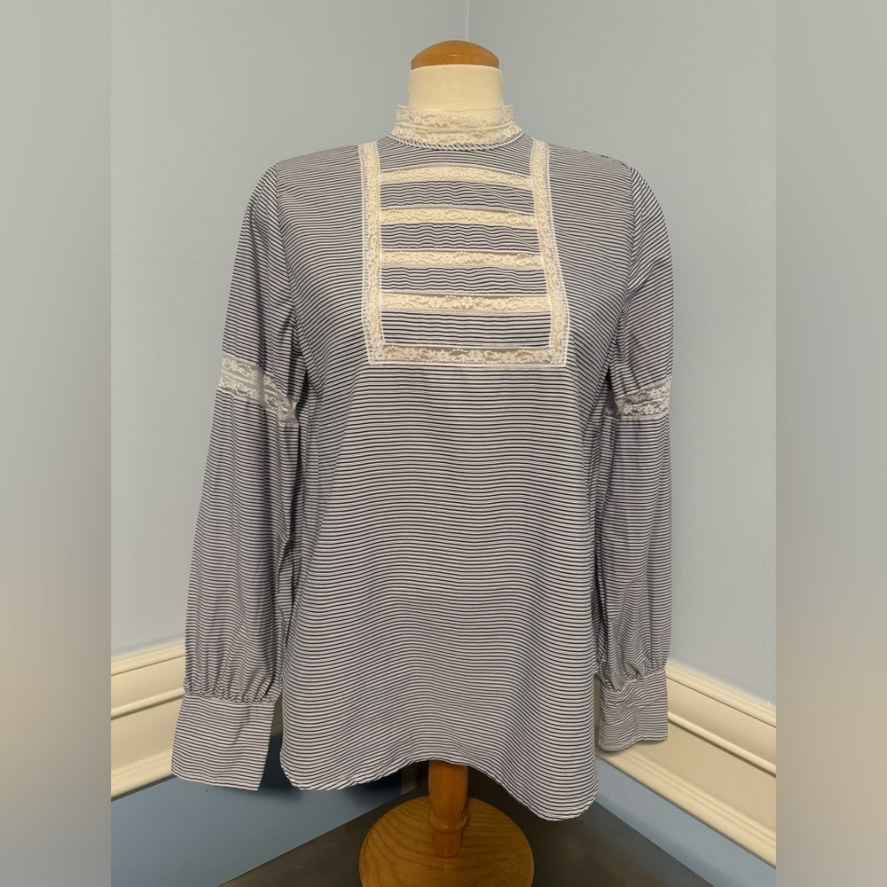 Lauren - Victorian inspired lace striped top
